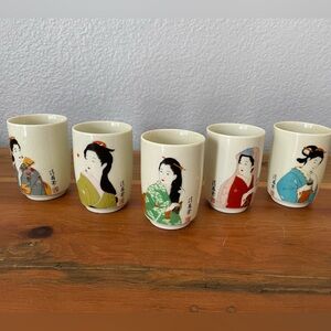 Set of 5 Japanese Sake/Tea Cups